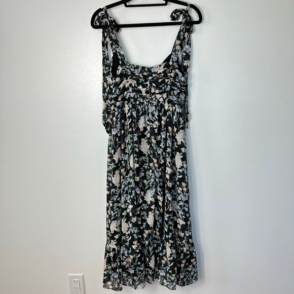 Lulus Dress Lush Loveliness Floral Midi Tie Strap Black Blue Pink S NWOT NEW - Picture 3 of 10